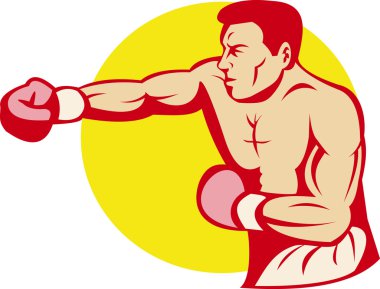 Boxer or fighter punching clipart