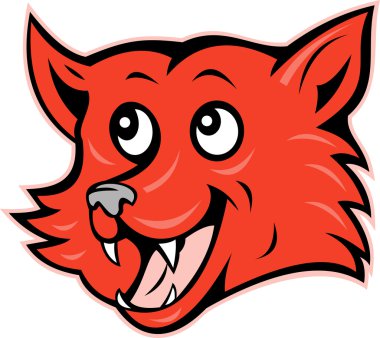 Red fox head grinning smiling clipart