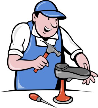 Shoemaker cobbler shoe repair working clipart