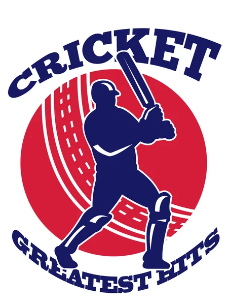 Cricketspieler Batsman Batting Retro — Stockfoto