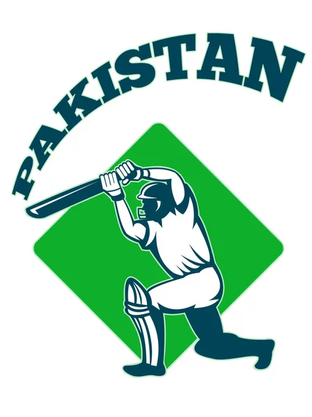 Cricket spelaren slagman vadd retro pakistan — Stockfoto