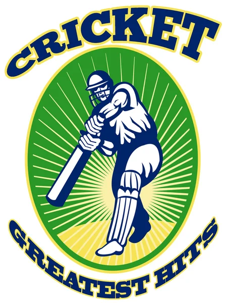 Cricket player batsman batting retro — Stock Photo, Image