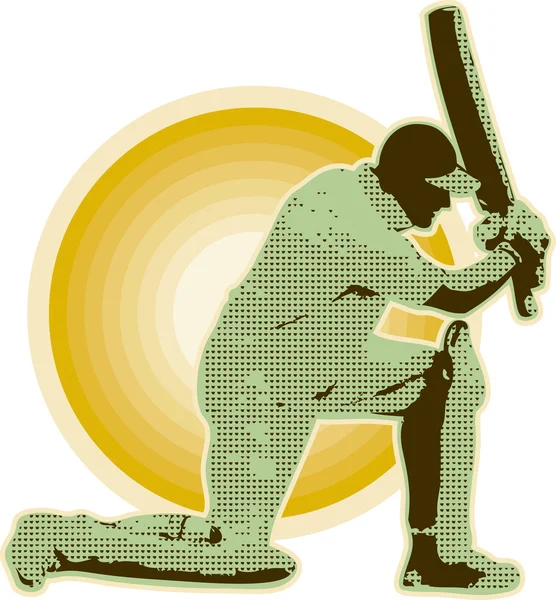 Kriket oyuncusu vurucu vurucu Retro — Stok fotoğraf