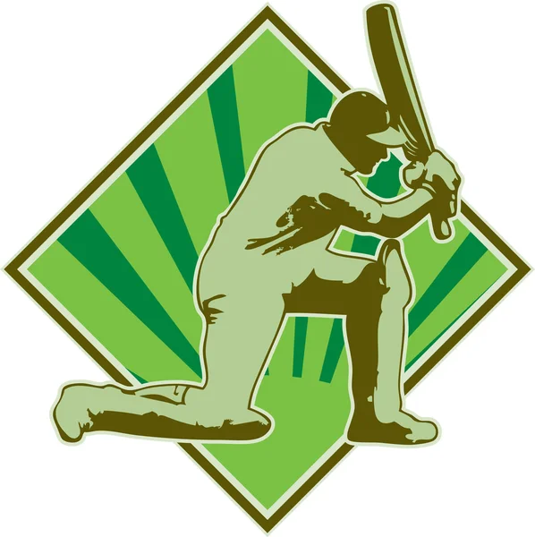 Cricket player batsman batting retro — Stock Photo, Image