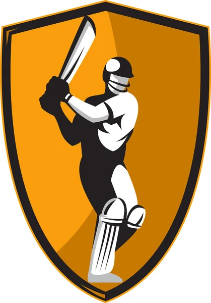 Battitore giocatore di cricket con scudo pipistrello — Foto Stock