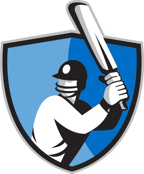 Cricket player batsman with bat shield — Stock Photo, Image