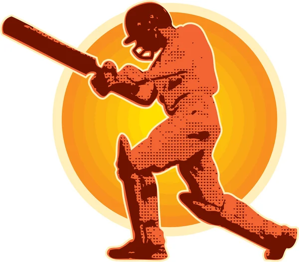 Jugador de cricket bateador bateo retro — Foto de Stock