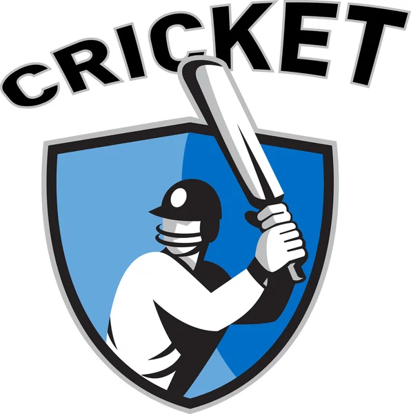 Cricket player batsman with bat shield — Stock Photo, Image