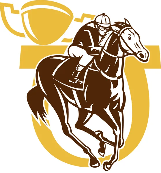 Corrida de cavalos jockey racing horseshoe cup — Fotografia de Stock