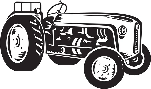Vintage traktor retro träsnitt — Stockfoto
