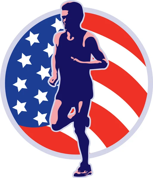 Corredor maratón americano corriendo retro — Foto de Stock