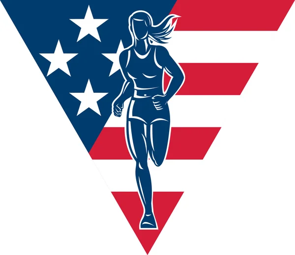Amerikan maraton koşucusu şeritler yıldız — Stok fotoğraf