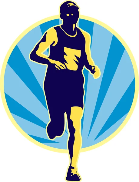 Marathonläufer läuft retro — Stockfoto