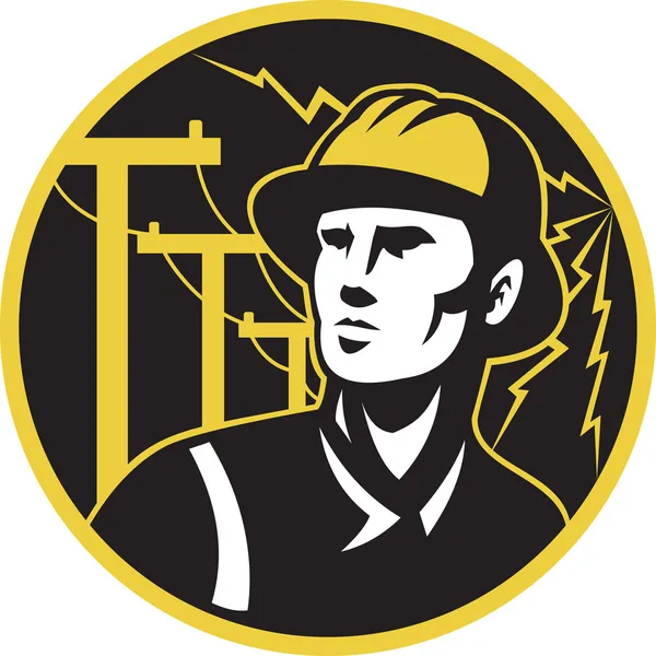 Power lineman elettricista riparatore palo — Foto Stock