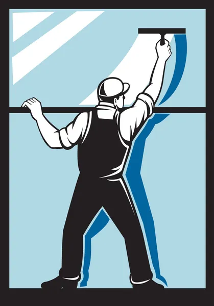 Fönstret bricka arbetstagare rengöring tvätt — Stockfoto