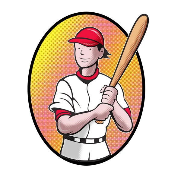 Béisbol jugador de bateo estilo de dibujos animados — Foto de Stock