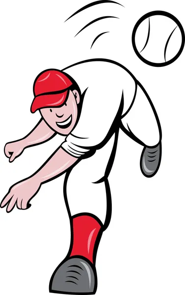 Gracz baseball dzban rzucanie piłki — Zdjęcie stockowe