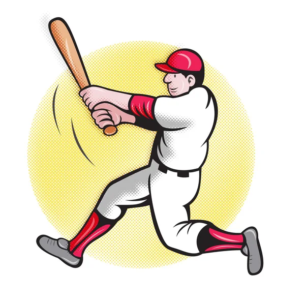 Jogador de beisebol batendo estilo cartoon — Fotografia de Stock