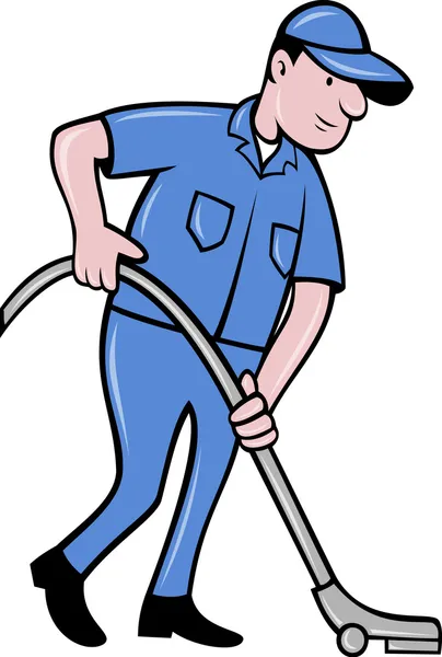 Manliga arbetstagare rengöring med dammsugare — Stockfoto