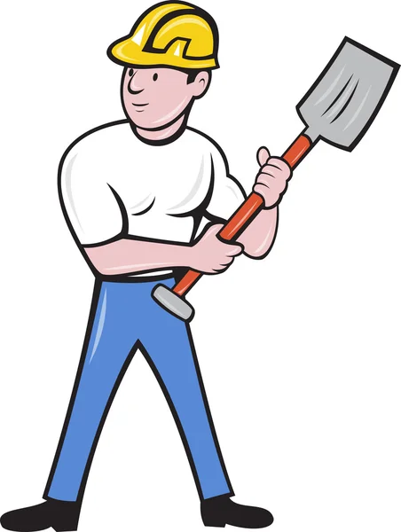 Строитель с лопатой — стоковое фото