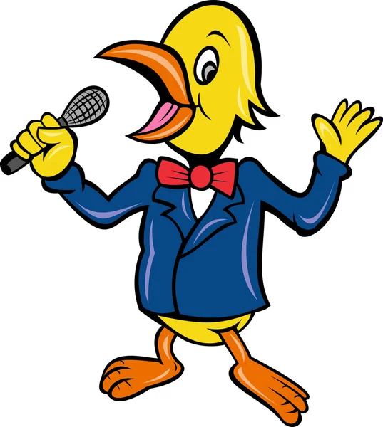 Yellow Bird singing microphone karaoke — Stock Photo, Image