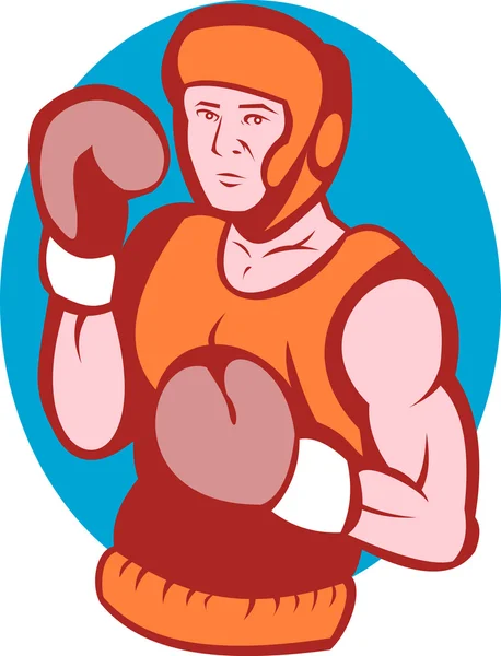 Amatorski bokser w walce stanowisko — Zdjęcie stockowe