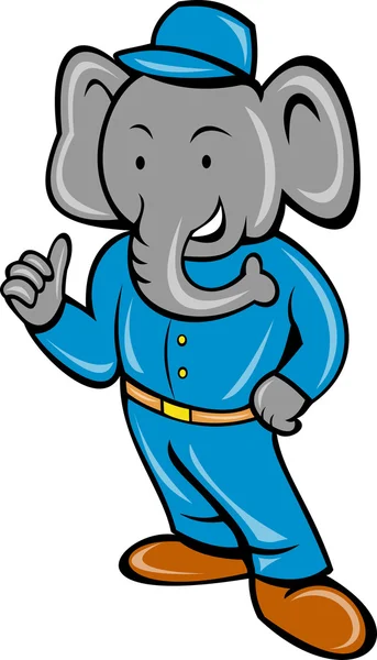 Cartoon olifant bus jongen of piccolo poseren — Stockfoto
