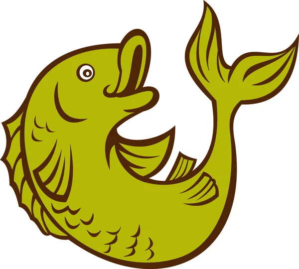 Cartoon fish jumping side — Stock Photo, Image