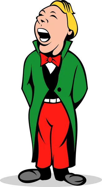 Natal caroler cantando em terno verde vermelho — Fotografia de Stock