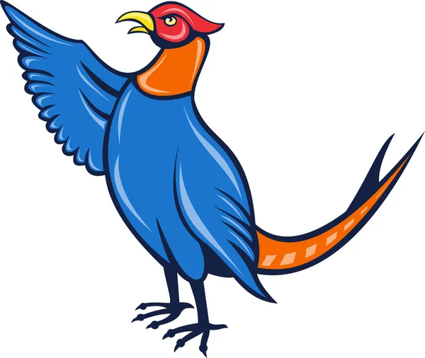 Мультяшний фазанський птах вказує вгору — стокове фото