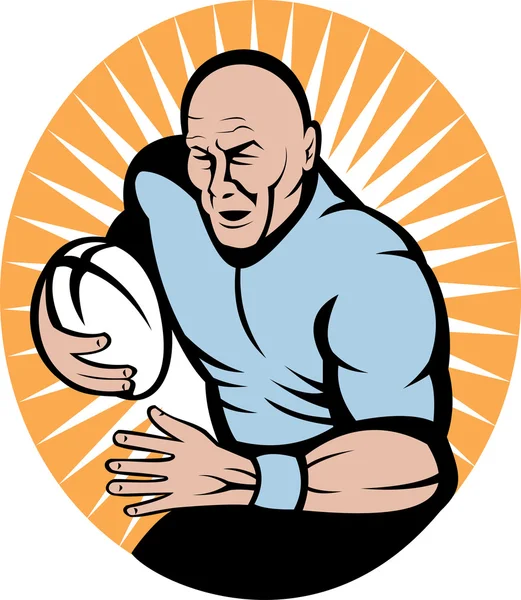 Jogador de rugby correndo com bola — Fotografia de Stock