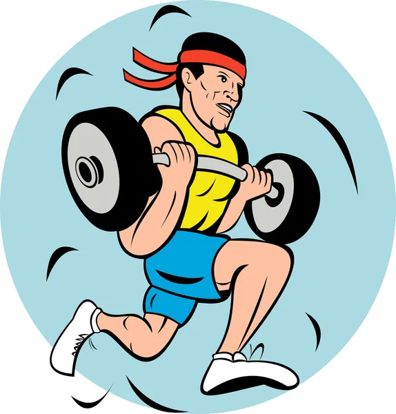Mann stemmt beim Laufen Gewichte — Stockfoto