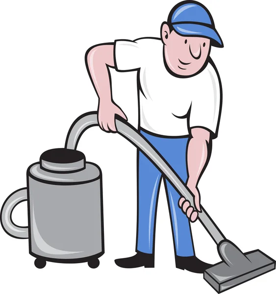Muž čištění, vysávání, vakuové čištění — Stock fotografie