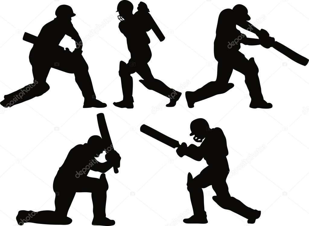 Cricket player batsman batting silhouette