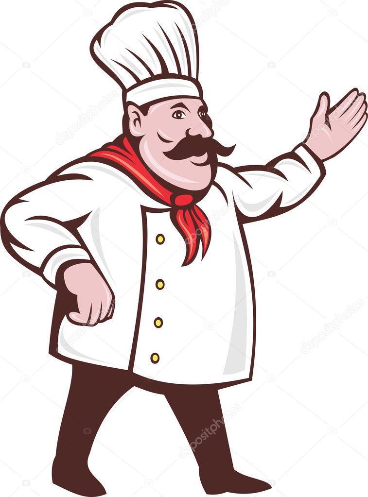 Cartoon italian chef with mustache