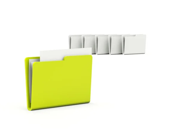 Zielony i szary foldery na białym tle — Zdjęcie stockowe