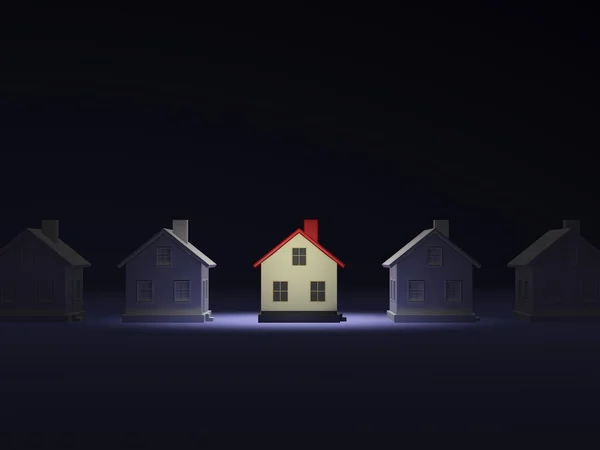 Huis in het licht in donkere achtergrond — Stockfoto