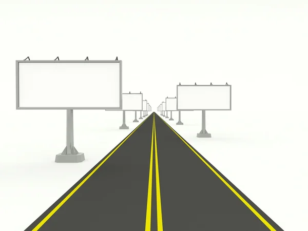 Yol boş reklam panoları ile — Stok fotoğraf