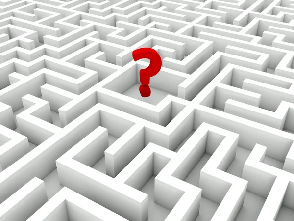 Sinal de pergunta no labirinto — Fotografia de Stock