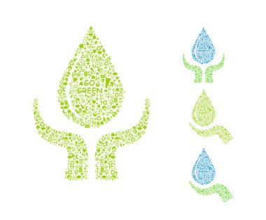 Water drop with hands. go green eco concept clipart