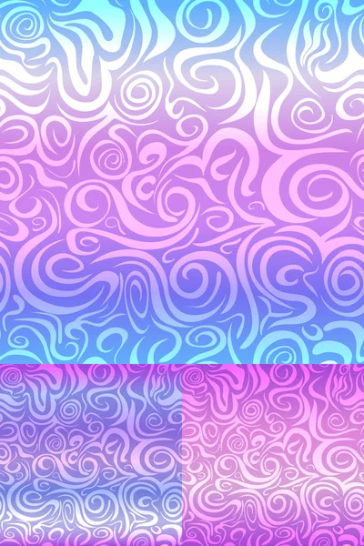 Set van abstracte swirl naadloze patroon — Stockvector