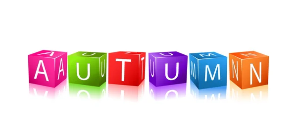 Cubos de colores compuestos en la palabra otoño — Archivo Imágenes Vectoriales