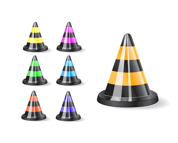 Black traffic cones icon — Stock Vector