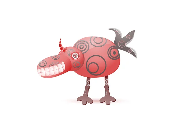 Rotes lachendes süßes Monster mit Horn — Stockvektor