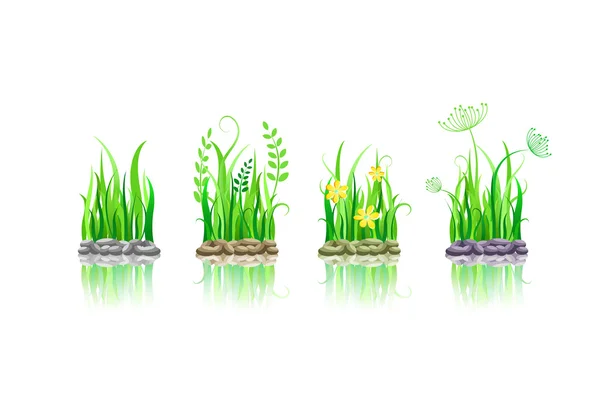 Zelené trávy na kamennou zem — Stockový vektor
