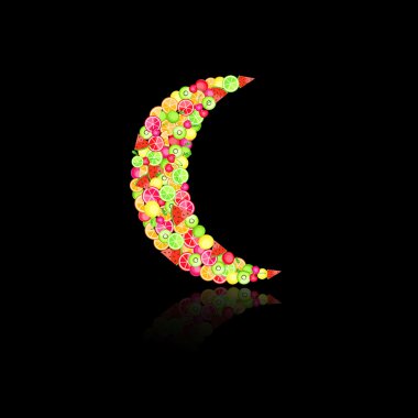 Moon filled with fruits clipart