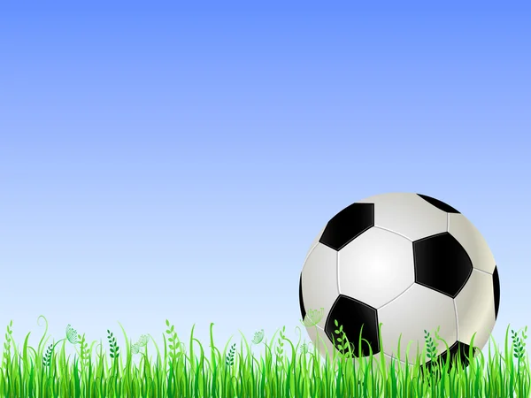 緑の芝生のサッカーボール — ストックベクタ