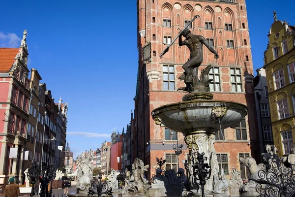 Neptune Fountain in Gdansk — Stock Photo, Image