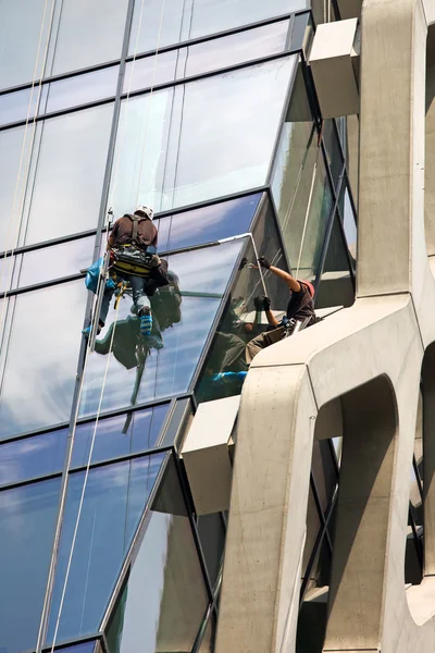 Muži čištění windows — Stock fotografie