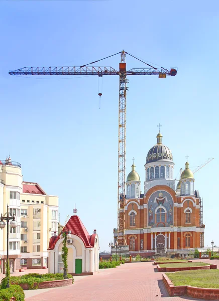 Vybudování pravoslavného chrámu v Kyjevě — Stock fotografie